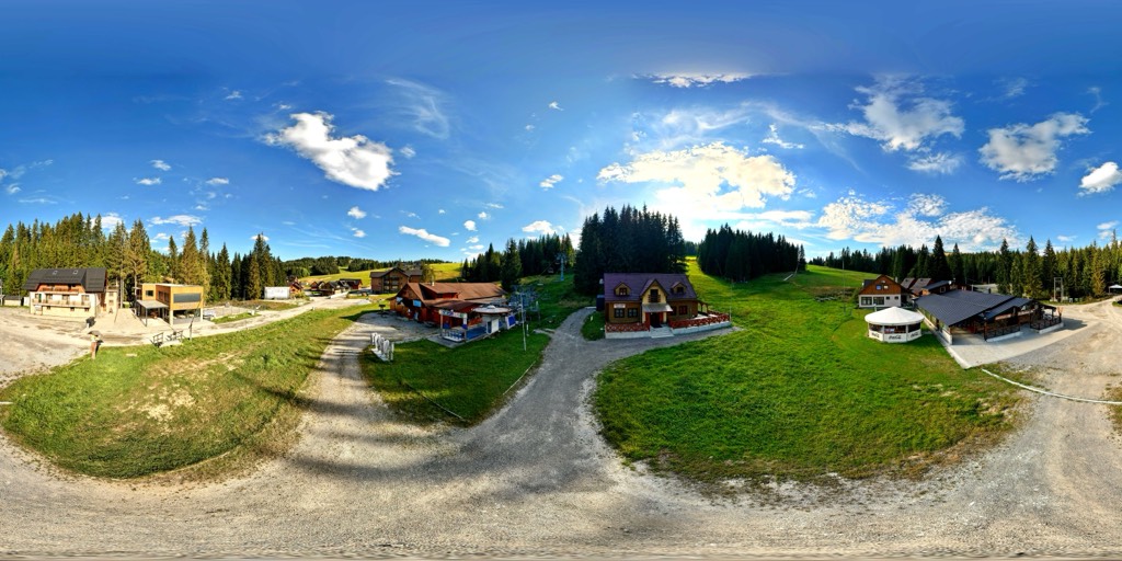Chata pri sedačke — náhľad 360° dronovej prehliadky
